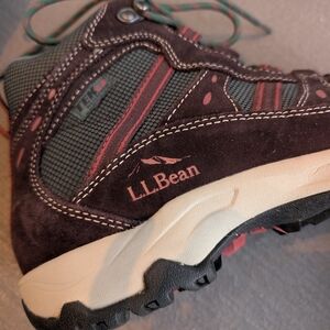 L.L. Bean Suede Hiking Boots - Dark Brown and Red Women 7M W/P
